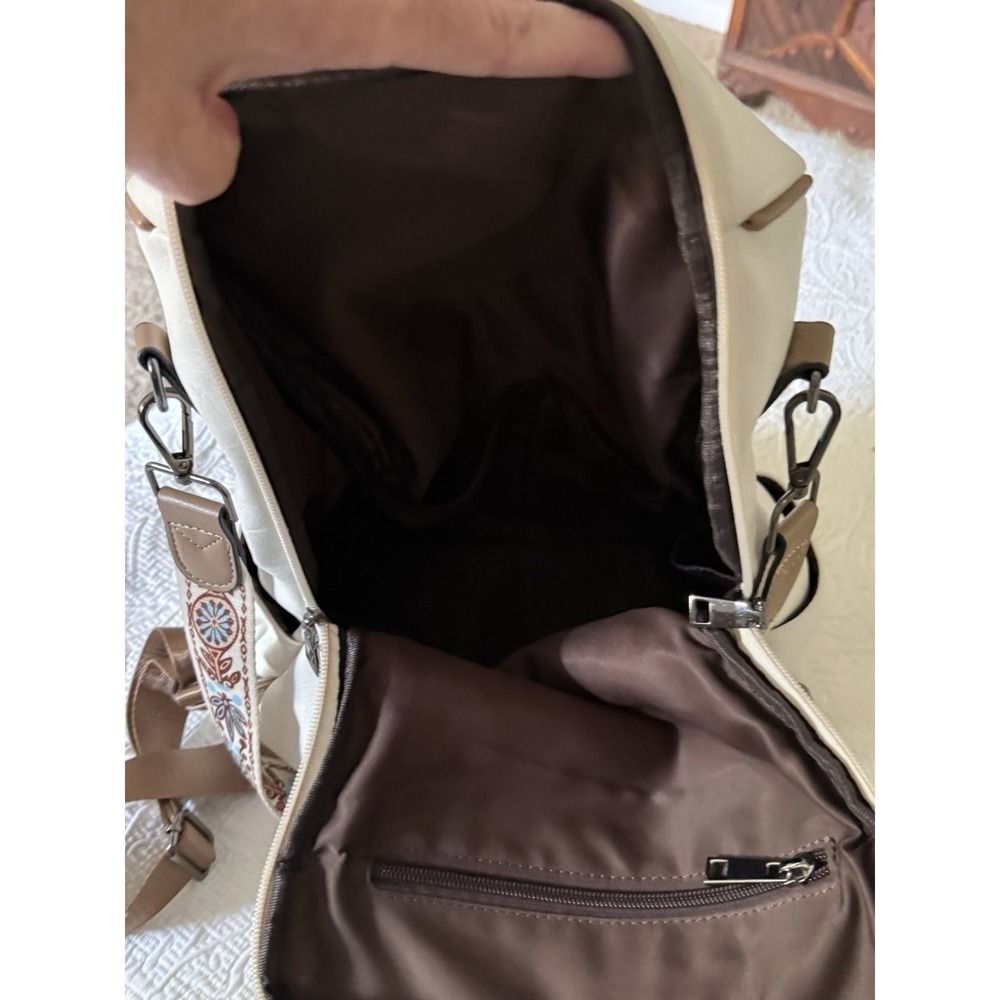 Fadeon Backpack Purse White Large Leather Laptop Bag Travel Carry On Outdoors - Picture 8 of 15